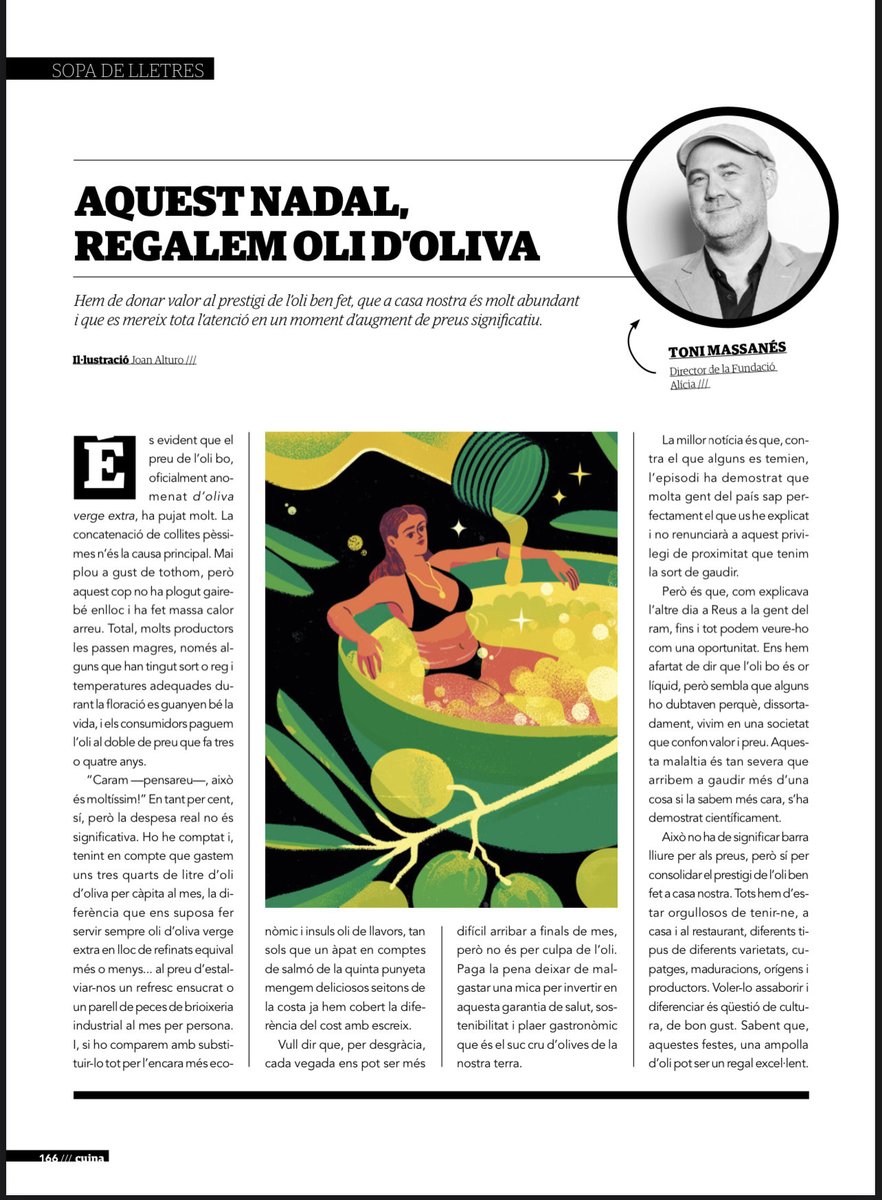 Una reflexió sobre el preu de l’oli al ⁦<a href="/cuinacat/">Cuina.cat</a>⁩ de #desembre i #gener que ja podeu trobar a les botigues.
