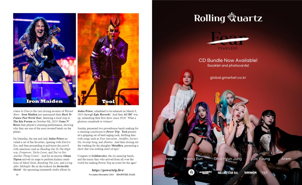 Rolling_Quartz's tweet photo. "Fearless" Album reviews :)
Highwire Daze Issue #151
https://t.co/Jg8e1qoxsO p.15 & p.62
미국 락매거진 리뷰 기사입니다 ^^
지난 싱글 음반 '피어리스' 관련...
즐감하세요 ㅎ 페이지 15, 62
💎❤️👑😱❌
Thanks to
#KenMorton #HighwireDaze
#JohnZutaut #Diadem #RollingQuartz https://t.co/Mqxlaw35Wn