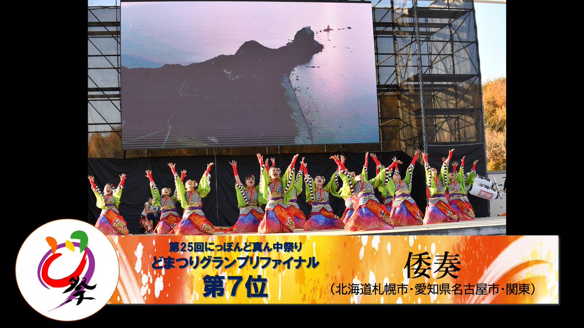 domatsuri's tweet photo. *・。★⌒．。・*⌒☆*・，。★
第25回にっぽんど真ん中祭り
どまつりグランプリファイナル
審査結果発表🏆
*・。★⌒．。・*⌒☆*・，。★

第５位　kagura（愛知県名古屋市中区）
第６位　夜宵（愛知県名古屋市中区）
第７位　倭奏（北海道札幌市・愛知県名古屋市・関東）
第８位　緣志（愛知県三河全域）

おめでとうございます👏👏👏👏👏

＃kagura　#夜宵　＃倭奏　＃緣志
＃どまつりグランプリファイナル