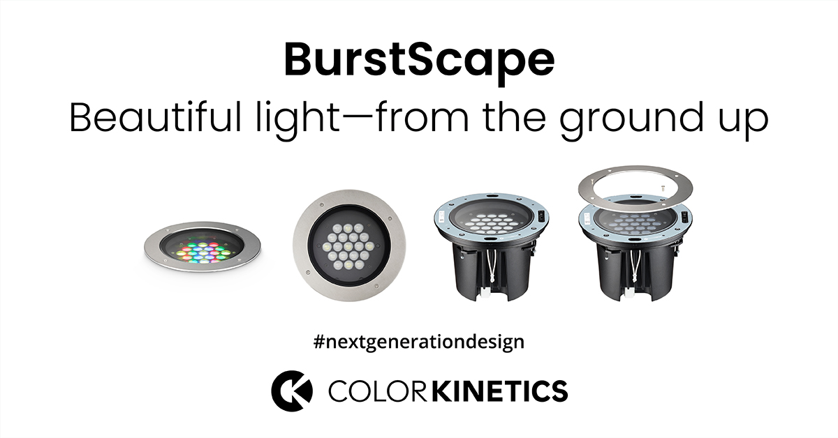 ColorKinetics's tweet photo. Get beautiful light from the ground up with #ColorKinetics #BurstScape! Our in-ground fixture for landscape and architectural applications that delivers stunning results.π‘ π https://t.co/rQrqL2qSCZ
Come and see it at #LDIShow2023 - we will be at Booth 577! https://t.co/cGp70XVnH0