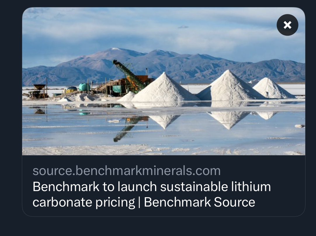 sdmoores's tweet photo. Benchmark launches sustainable #lithium price - CIF Asia, spot @benchmarkmin 

The lithium industry is evolving its pricing to a number of different mechanisms demanded by end users. 

“this is the first step in identifying price trends within the Sustainability Index’s Industry Leading category of lithium companies” 

https://t.co/8jY8QfBbL8