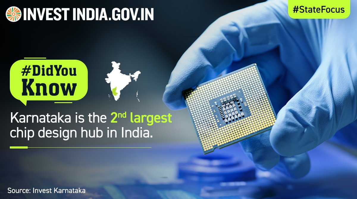 investindia's tweet photo. #Karnataka leads in #electronicsystem design &amp; #manufacturing with 85+ #chipdesigning houses &amp; abundant skilled resources, driving #innovation in the sector.

Know more https://t.co/rp3afbcS6P

#StateFocus #InvestIndia #InvestInIndia #InvestInKarnataka @CMofKarnataka @makeinindia https://t.co/9JcXp7s9R8