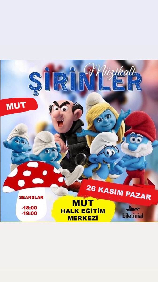 muthem_33's tweet photo. Şirinler Müzikali Halk Eğitimi Merkezimize geliyor 
@MersinMEM @fazilet_durmus @MikailEREN33 @mut_mem @HarunHalifeoglu @ibrahim_oguz @mdogukanb https://t.co/tDBVGTxqXz