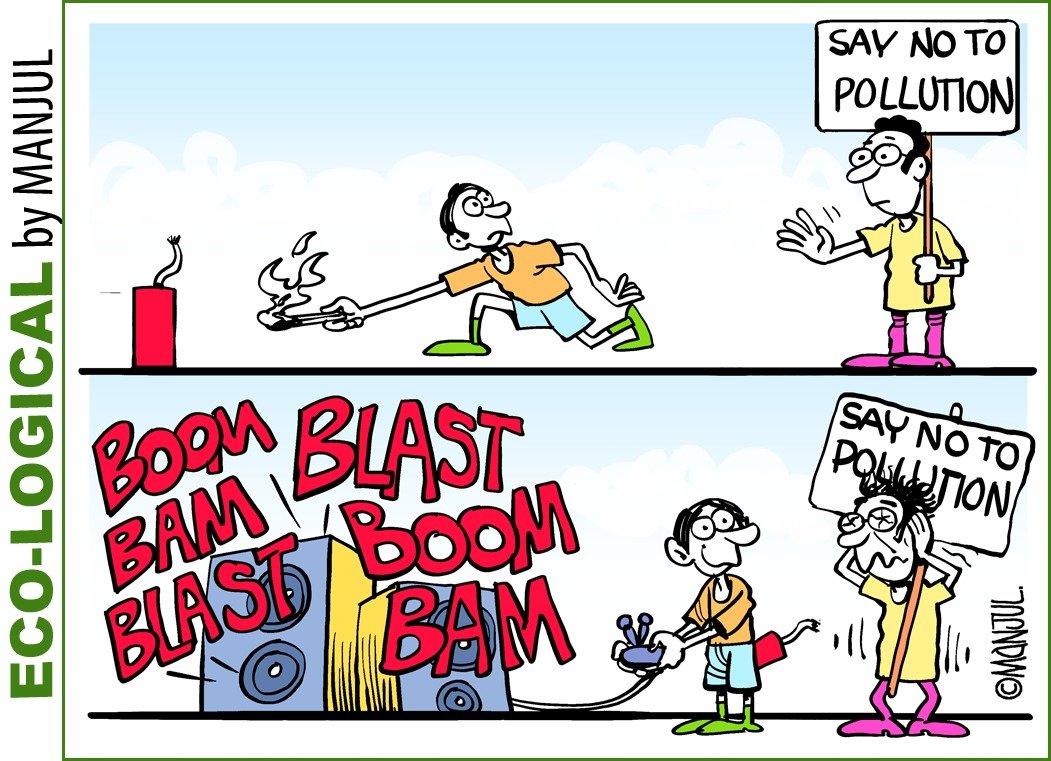 ShardulSonawane's tweet photo. Trying to curb one type of #pollution ,another one is taking a toll on people 😕 Shouldn't there be a #hollistic approach to curb pollution??🤨 
Act responsibly 🙏
This one picture says everything 🤦🏻‍♂️ 
Pic credit: @MANJULtoons @etimes https://t.co/J1IJhoCQXA