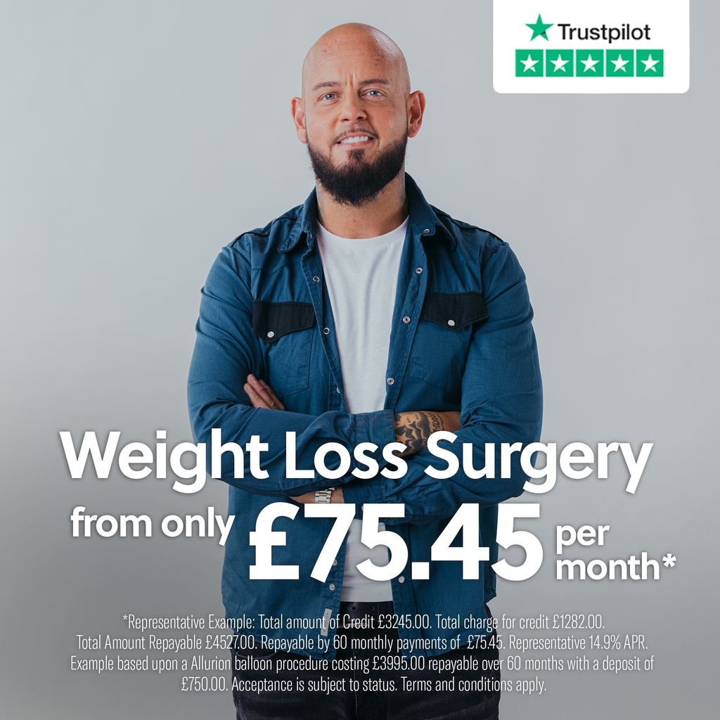 WEIGHT LOSS SURGERY FROM ONLY £75.45 PER MONTH*⁠ ⁠ Discover our simple and flexible finance packages to help spread the cost of your treatment ✅⁠ ⁠ Get in touch with our friendly team for more info or head to the link in bio to use our handy online finance calculator 🔢⁠