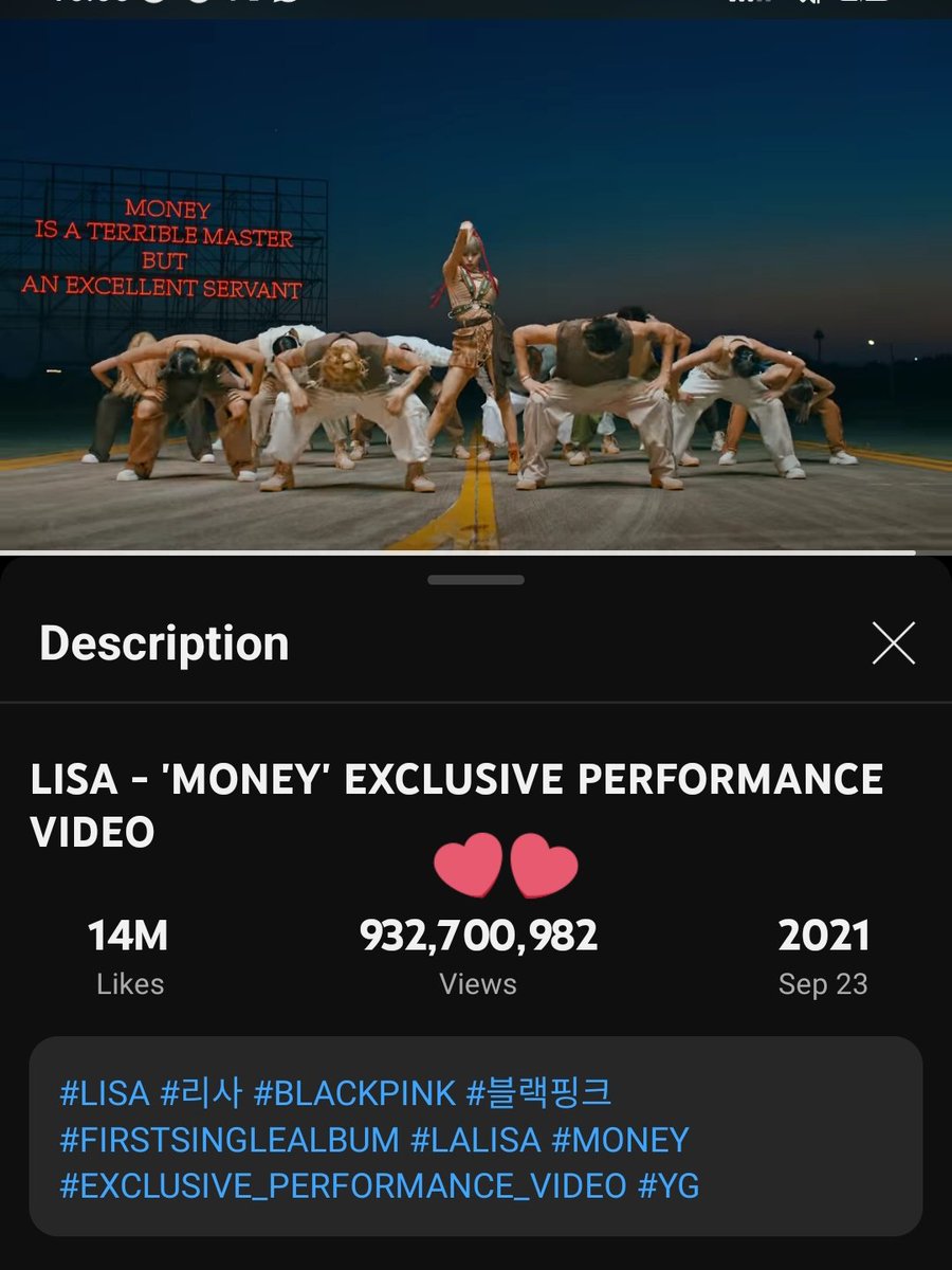 ✨Hi, Lilies💖I hope u're enjoying ur Sunday relaxing, stay hydrated &amp; eating good food while streaming MONEY EPV😘

MONEY has reached 932.7M views💖 67.2M AWAY from 1B

Our HOMEWORK today is MAINTAINING the +400K stream we got ystd. Stream for Queen Lisa!
youtu.be/dNCWe_6HAM8?si…