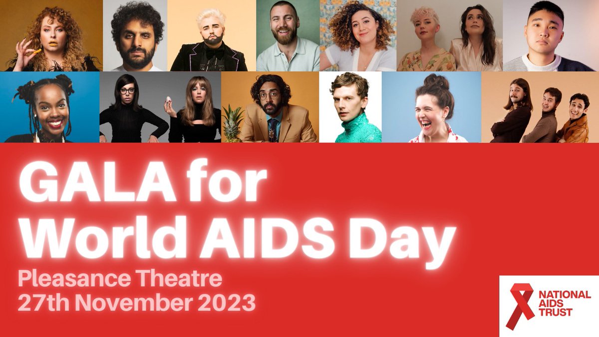 Gala for World AIDS Day is 🚨TOMORROW🚨 last few tickets available to catch @MrNishKumar @josierones @SharonWanjohi_ @crybabiescomedy @jin_hao_li @JodieMitchell_ @FloandJoan and loads more! 📍@ThePleasance 🗓️ Monday 27th November, 7:30pm 🎟️🎟️🎟️ pleasance.co.uk/event/gala-wor…