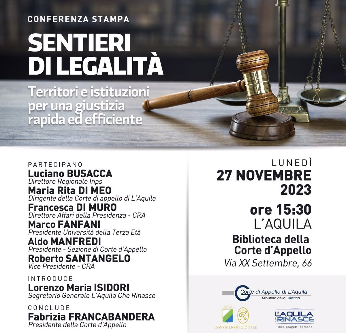 #LAquila, #Giustizia: una interessante iniziativa che coinvolge il #TerzoSettore corrierepeligno.it/24049/vice-pre… via <a href="/corrierepeligno/">Corrierepeligno.it</a> <a href="/laquilarinasce/">L'Aquila che Rinasce</a> <a href="/santangelo_r/">ROBERTO SANTANGELO</a> <a href="/santangelo_s/">Salvatore Santangelo</a> <a href="/minGiustizia/">Ministero Giustizia</a> <a href="/CRAbruzzo/">Consiglio regionale dell'Abruzzo</a> <a href="/ComuneLAquila/">Comune dell'Aquila</a> <a href="/PierluigiBiondi/">Pierluigi Biondi 🇮🇹</a> #Legalità #LAquila