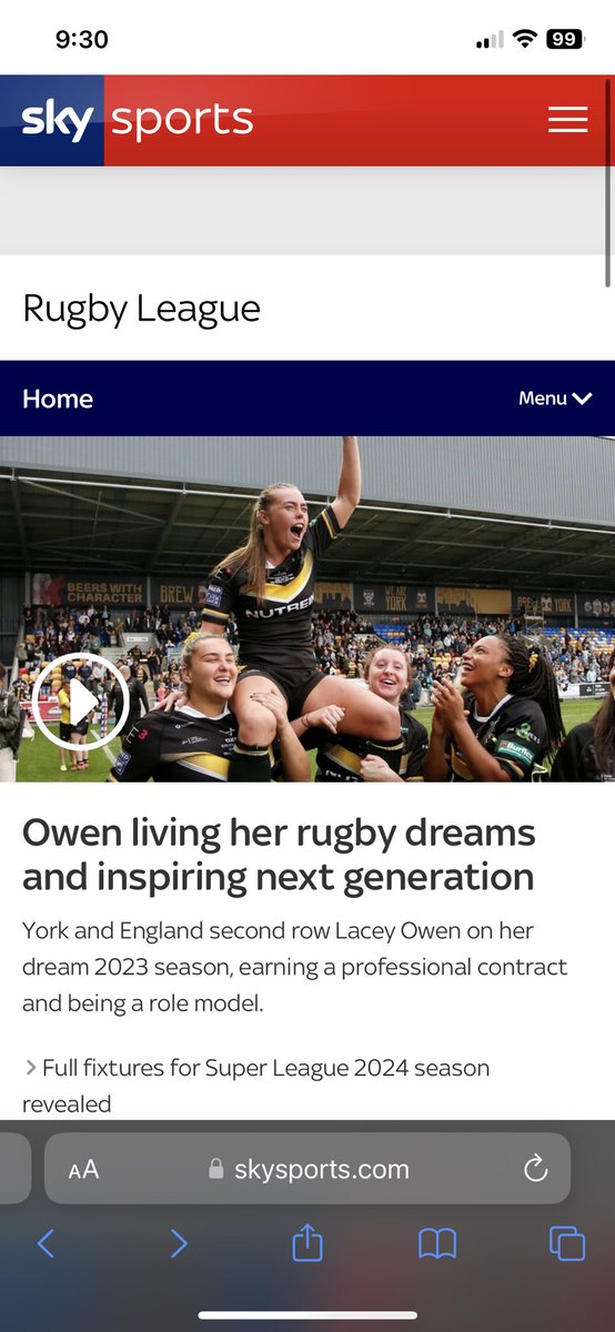 💻 Nice little bit of <a href="/YorkValkyrie/">York RLFC Valkyrie</a> coverage this weekend! 

<a href="/lace_owen/">Lacey Owen</a> interview top of the <a href="/SkySportsRL/">Sky Sports Rugby League</a> website!