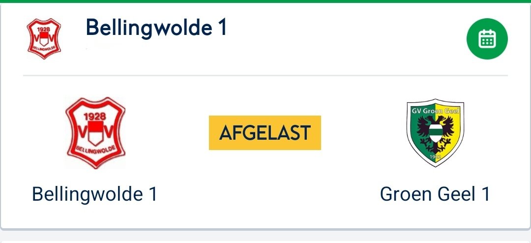 VVBellingwolde's tweet image. De wedstrijd van vanmiddag Bellingwolde 1 - Groen Geel 1 gaat helaas niet door. De velden zijn onbespeelbaar🌧🌧