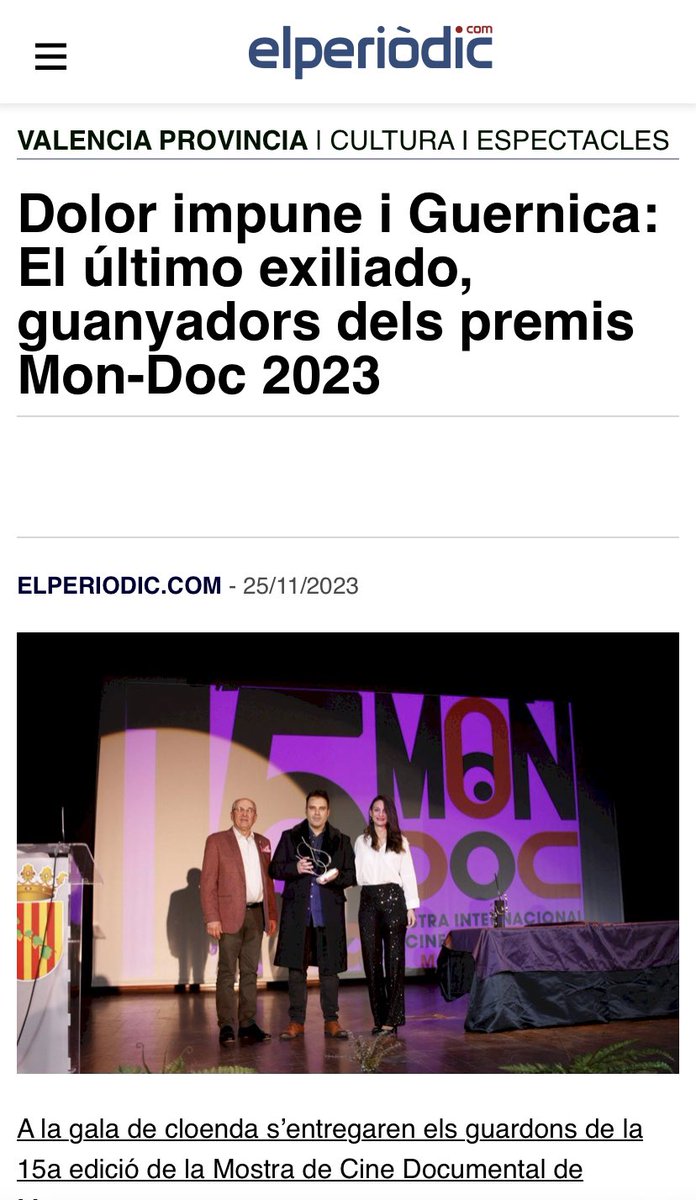 gabrielchicano's tweet photo. Dolor impune en prensa tras ganar ayer premio de jurado y público en MON•DOC 2023.

https://t.co/RNkGwZW3Vl

#mondoc #academiadecine #academiadecineespañol #premiosgoya #premiosgoya2024 #veomac #premiosferoz #premiosasecan #premioscarmen #academiadecineandaluz #dolorimpune https://t.co/Ose0JfbmF6