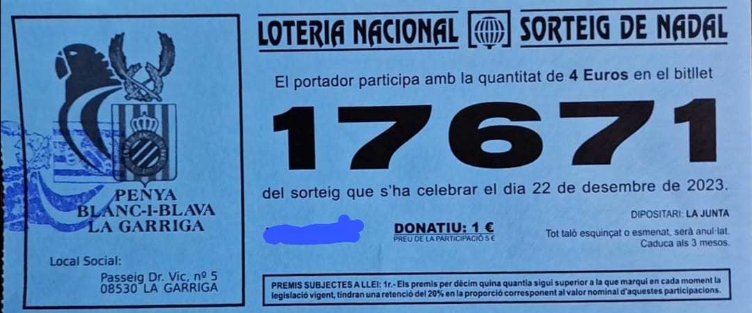 pbiblg's tweet photo. Si vols participació de loteria de nadal de la @pbiblg i encara no la tens, ultims dies per aconseguir-la. Escriu-nos i us la reservem https://t.co/vl72CgG5SE