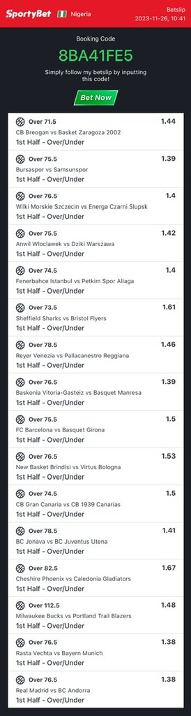 betsage24's tweet photo. 415 ODDS 🫱🏾‍🫲🏽🏀🏀

8BA41FE5

Telegram 👉🏼 https://t.co/ZNvUz2tPQD

@Ekitipikin @sportingking365 @ObaSolomoniTips https://t.co/2AMKCqkoMw