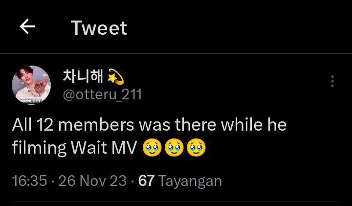 caratstalk's tweet photo. [17s] lee chan beneran definisi semua aku dirayakan. ini 12 hyungnya dateng semua pas dia syuting MV nya🥺😭

cr. on pict https://t.co/Oh5r07oxJp