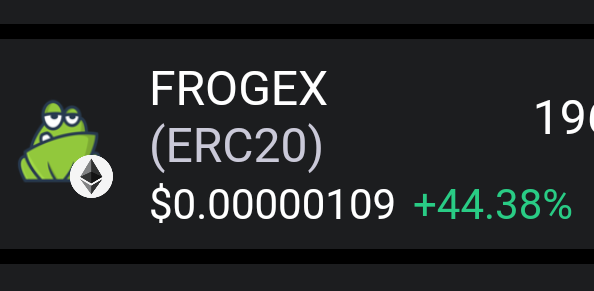 seems_legit02's tweet photo. I've HODL'd this, now this is pumping now😽 #FROGEX https://t.co/BLPWzQZfqo