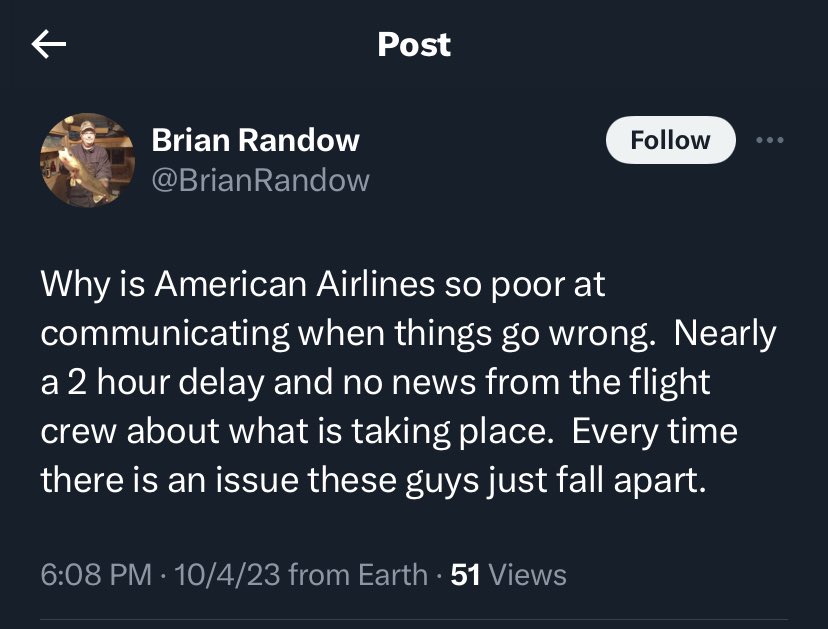 androohkearney's tweet photo. Here are four tweets from @goeasternair CEO @BrianRandow complaining about airlines. Nothing from Eastern Air after stranding our football team for 9 hours. Out of food and water. Not enough room on the floor for everyone to sleep. Guys cramping. Inexcusable. We deserve better. https://t.co/ZIeZSJt82A