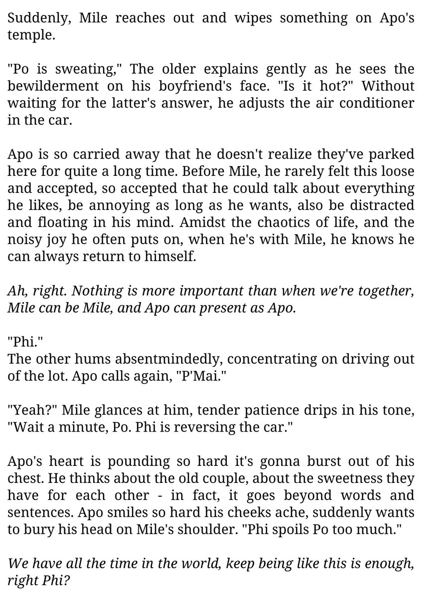 Day 25: Pet Name 

To me, MA's 'Phi' &amp; 'Po' held more intimacy than any other pet names. I've shipped many CPs with unique traces, and MA's one is the way they communicate and address eo. This is why I submit this story for D25 prompt.
Link wp and VN ver👇

<a href="/MAUmonth/">MileApo Universe Month</a> #mau_month