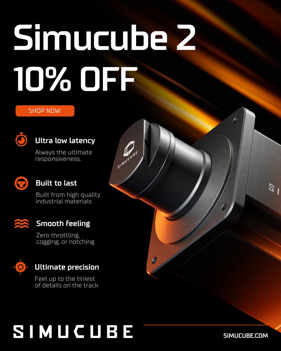 Get 10% off Simucube 2 wheelbases this Black Friday weekend! 🔥 Visit simucube.com to order before the sale ends!