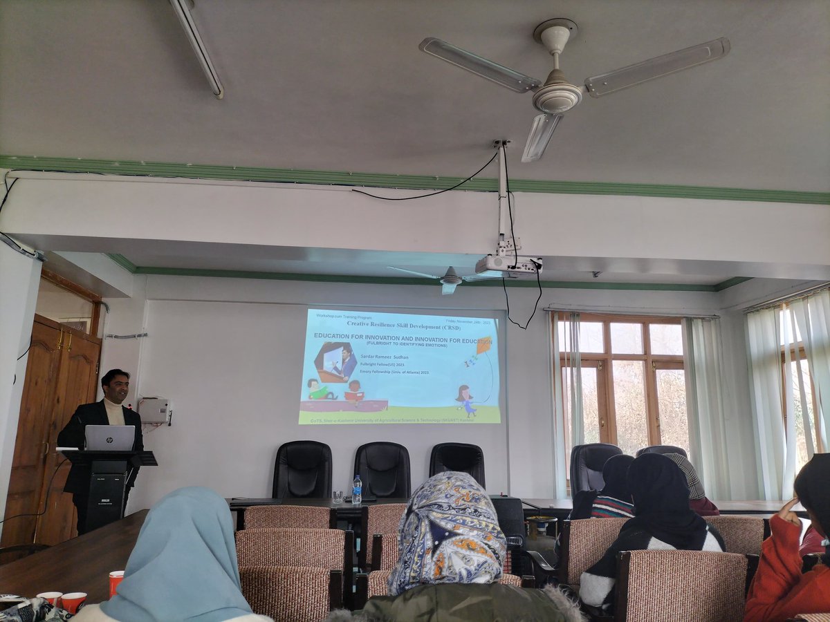 Invited to address UG/PG students of Sher-e-Kashmir University of Agricultural Sciences &amp; Technology (SKAUST) sericulture (CoTS) to share my Fulbright experience. 

I also presented on the theme "Education for innovation and innovation for education" with focus on SEL skills!