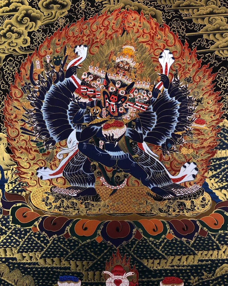 lama_thanka's tweet photo. Yamantaka (Slayer of Yama, the Lord of Death).
#vajrabhairava #yamantaka #lordofdeath #manjushri #bodhisattva #thangka #thankapainting #lamathankapaintingschool #dharma #himalayanart #tantra #buffalohead #himalayanart #gelug #sadhana #enlightened #meditation #dhamma #mindfullness https://t.co/aAndAh0Woa