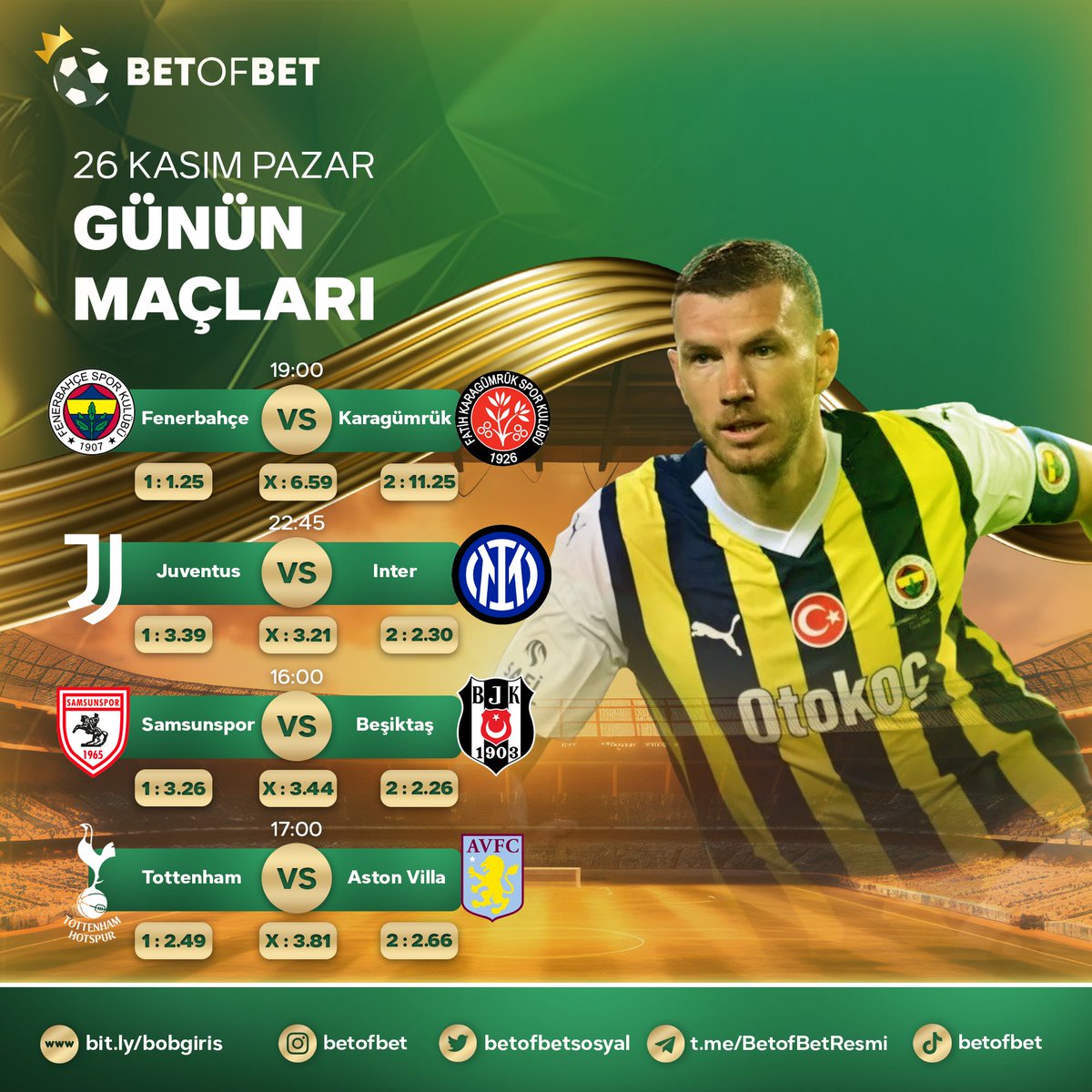 ⚽️BetofBet ile günün maçları en yüksek oranlarla karşınızda!

📺Maçların heyecanını HD kaliteyle BetofBet TV'de takip edebilirsiniz.

🎁%100 Spor Hoş Geldin Bonusu

✅Güncel adresimiz: bit.ly/bobgiris