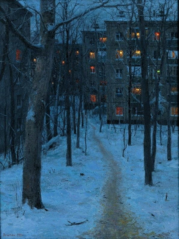 Post-Soviet visual. Painting by Evgeny Lushpin. Oil on canvas.