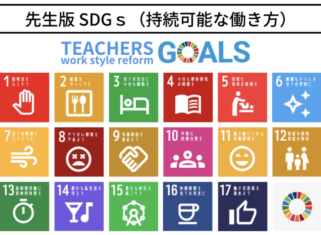 先生版SDGs（持続可能な働き方改革）
#教師のバトン