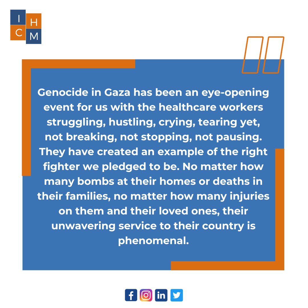ICHMedicine's tweet photo. In Gaza's chaos, healthcare warriors grapple with a profound dilemma: Can we be the selfless healers we aspired to be? A reflection on dedication, sacrifice, and the silent challenges faced on the front lines. #ICHM #ICHMedicine #MedTwitter #humanisticmedicine #ceasefireingazanow https://t.co/lHHn54nWch