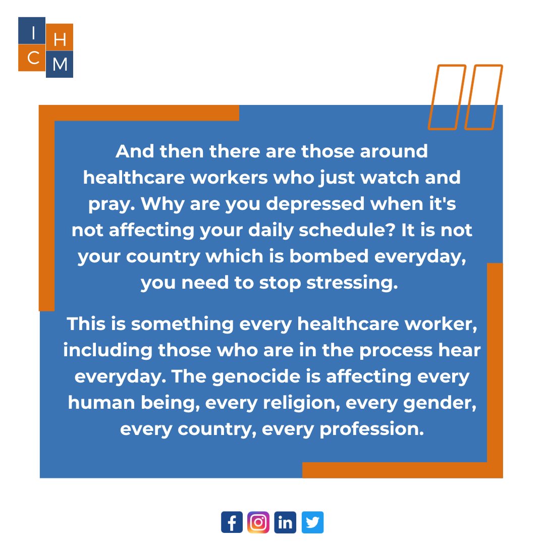 ICHMedicine's tweet photo. In Gaza's chaos, healthcare warriors grapple with a profound dilemma: Can we be the selfless healers we aspired to be? A reflection on dedication, sacrifice, and the silent challenges faced on the front lines. #ICHM #ICHMedicine #MedTwitter #humanisticmedicine #ceasefireingazanow https://t.co/lHHn54nWch