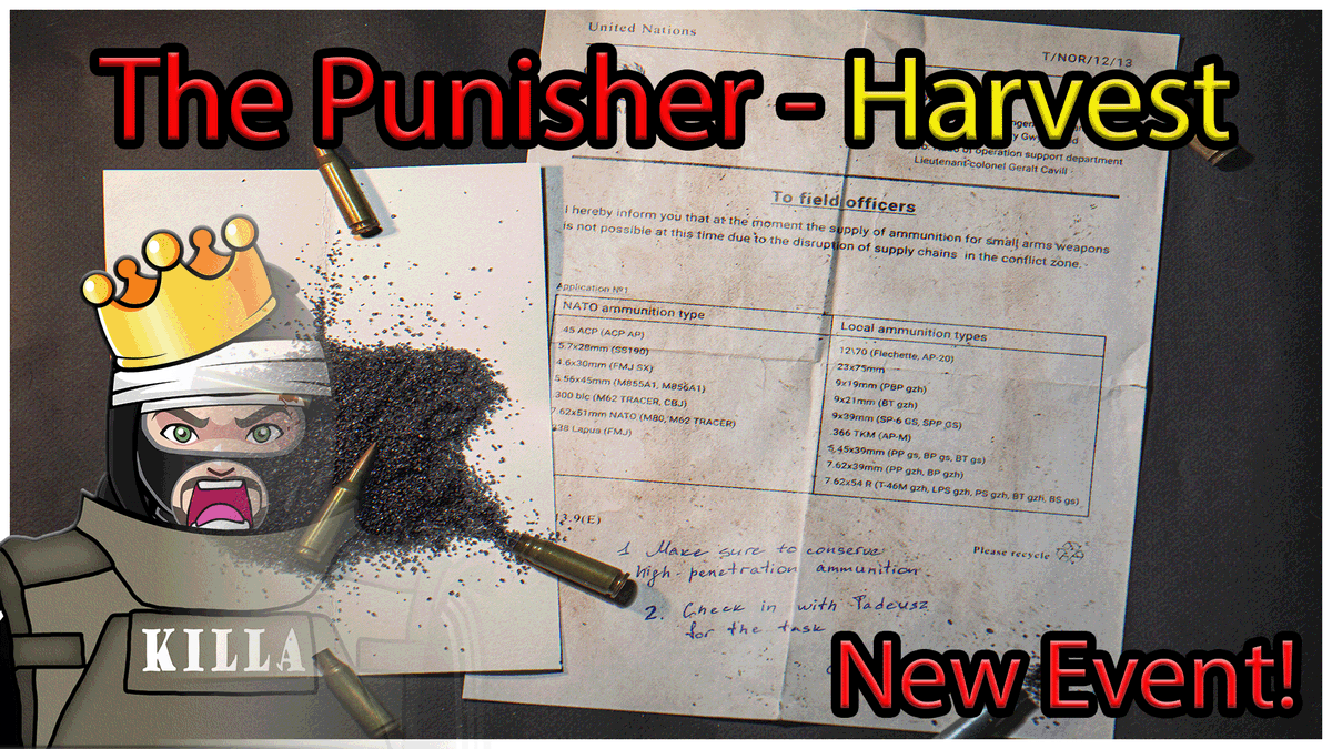 ThaGamekillaz's tweet photo. https://t.co/158F6cvqSB
New EVENT in Escape from Tarkov
The Punisher - Harvest
Kill 50 Pmcs
Turn in 50 level 25+ Dogtags
I grinded through this task the first day and edited all the kills together for your guy's enjoyment.  What you think of the new event. #EscapefromTarkov https://t.co/iNtQIGbbLx
