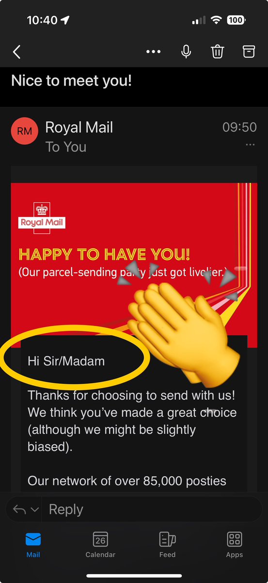 Bravo <a href="/RoyalMail/">Royal Mail</a> for not kowtowing to the woke liberals and sending me this email addressed conventionally and correctly. 👏