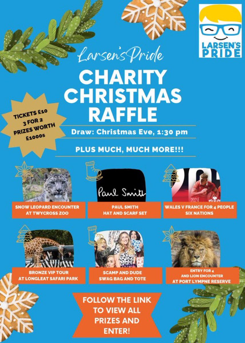 We’ve got incredible prizes from @Longleat @HullCity @TheBigCatSanct @WelshRugbyUnion @portlympnepark @PaulSmithDesign @ScampandDude & lots more in our #Christmas raffle!

Enter 👇

raffall.com/345422/enter-r…

#CharityHour #BigCat #HCAFC #ChildhoodCancer #BigCats #Zoo #Conservation