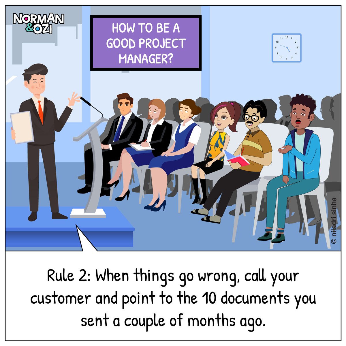 norman_ozi's tweet image. 😊 #manager #rule2 #projectmanagement #humor #funnymeme #normanandozi #teamwork #corporate #teambuilding #OfficeHumor #fun #comics #cartoons #memes #comicon #9gag #Thala  #whenthingsgowrong