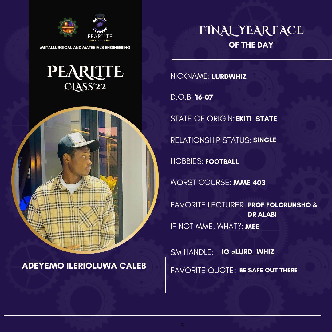 mmeclass_22's tweet photo. ADEYEMO ILERIOLUWA๐ ,
Heโs truly one-of-a-kind! His positive energy and creativity lights up the room. He believes in the ideology of Keep being the incredible person you are, and never stop shining!
#ThePearliteoftheday #ClassOf2022 #GraduationPride" #MME22 https://t.co/4qkGqSbiDc