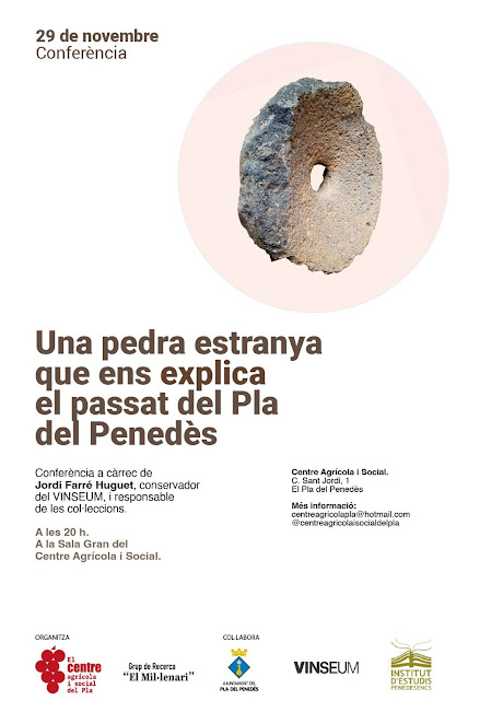 IEPenedesencs's tweet photo. CONFERÈNCIA "UNA PEDRA ESTRANYA QUE ENS EXPLICA EL PASSAT DEL PLA DEL PENEDÈS"

📆 dimecres 29 de novembre
⏰ 20.00 h
📌 Sala Gran del Centre Agrícola - El Pla del Penedès

Conferència a càrrec de Jordi Farré Huguet @Jordifahu, conservador del @vinseum https://t.co/LCc5D3juj2