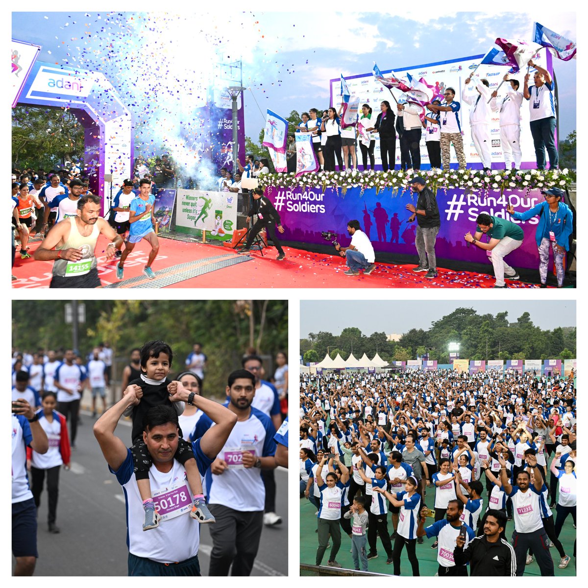 Triumphant in Ahmedabad! 🏃‍♂️🏃‍♀️ The 7th @AhmdMarathon at Sabarmati Riverfront drew 22,500+ participants. Their collective heartbeat echoed #Run4OurSoldiers turning the city into a canvas of unity. A heartfelt salute to every individual who fueled this inspiring journey of…