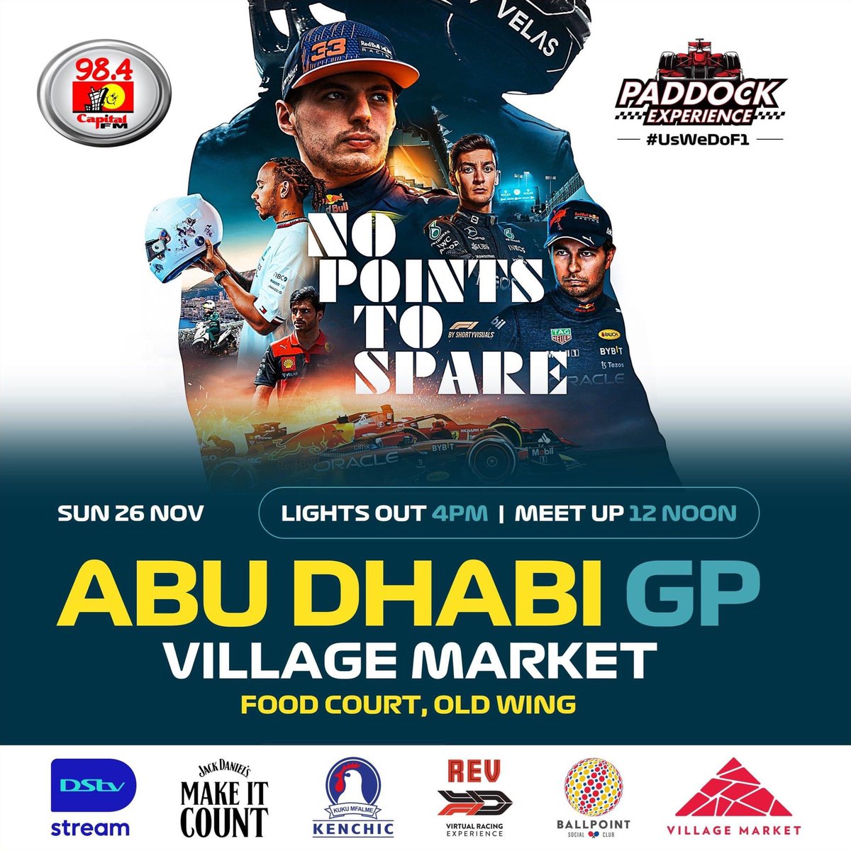 VillageMarket's tweet photo. Itβs Finally Happening!!!
Come catch the finale live on screen together with fellow F1 fans at the Village Market Food Court!
Lights out at 4pm! See you then!
#f1 #formula1racing #AbuDhabiGP #PaddockExperience #villagemarketnairobi https://t.co/obeK1gMPJJ