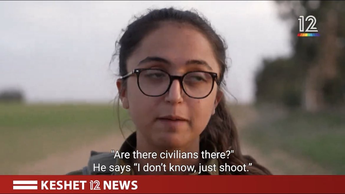 wideofthepost's tweet photo. A bunch of 20-year-olds who had never been in combat nor were even trained to use this specific equipment were directed by commanders to indiscriminately shell everything moving in and around Kibbutz Holit, and admit they fired on houses, but this is somehow a girlpower take?? https://t.co/E9GwYsfoU0