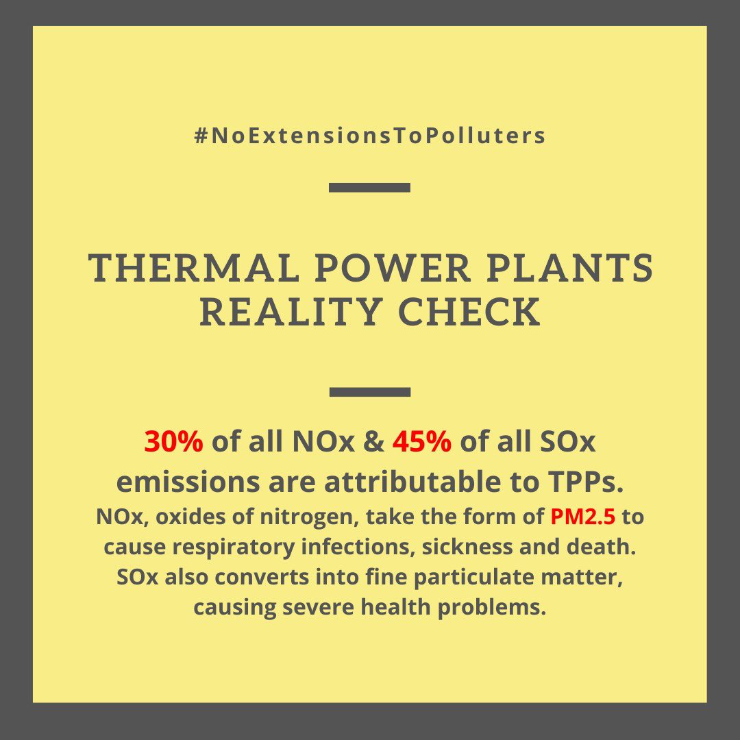 Warriormomsin's tweet photo. Most of the Thermal Power Plants (TPPs) in India have missed the deadline to implement measures to bring their toxic air emissions under control;

To protect health of our children there must be NO EXTENSION of deadlines! @PMOIndia @byadavbjp @moefcc 

#NoExtensionToPolluters https://t.co/tYBXlim3vL