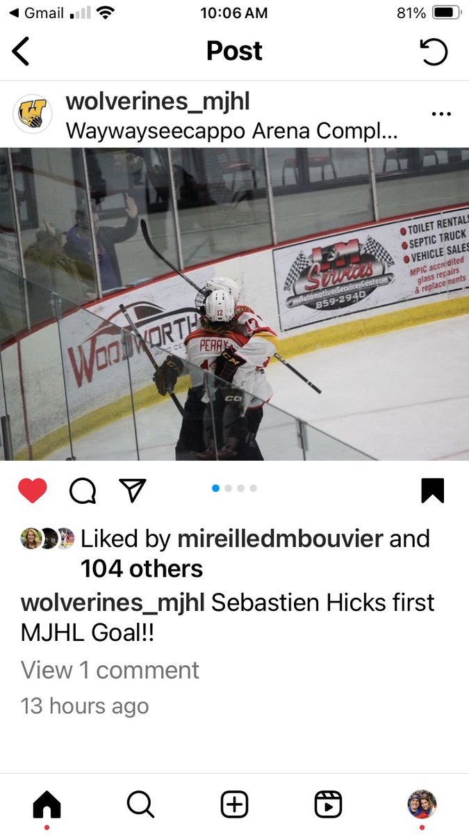 You can’t really see him here behind his teammate but here is the lasting image of our boy scoring his first MJHL goal. So proud of him.