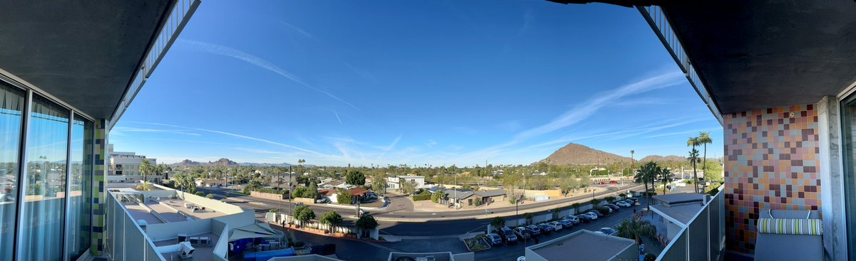 Good morning, #Scottsdale! View from my balcony at the mid-century modern <a href="/HotelValleyHo/">Hotel Valley Ho</a>. 🌞 #travelwriting <a href="/ExpScottsdale/">Experience Scottsdale</a>