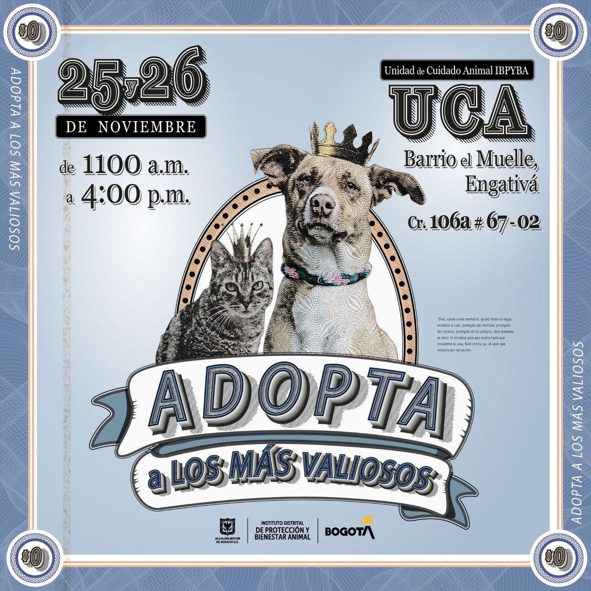 AnimalesBOG's tweet photo. ¡Es hoy! 🙌

Recuerda que estamos esperándote en nuestra Unidad de Cuidado Animal, para que conozcas y te enamores de los más valiosos seres. 🙌 

¡Adoptar es salvar vidas! Dales una segunda oportunidad 💚🐾

#AdoptémonosEnLaUCA https://t.co/gYT2QwQEzh