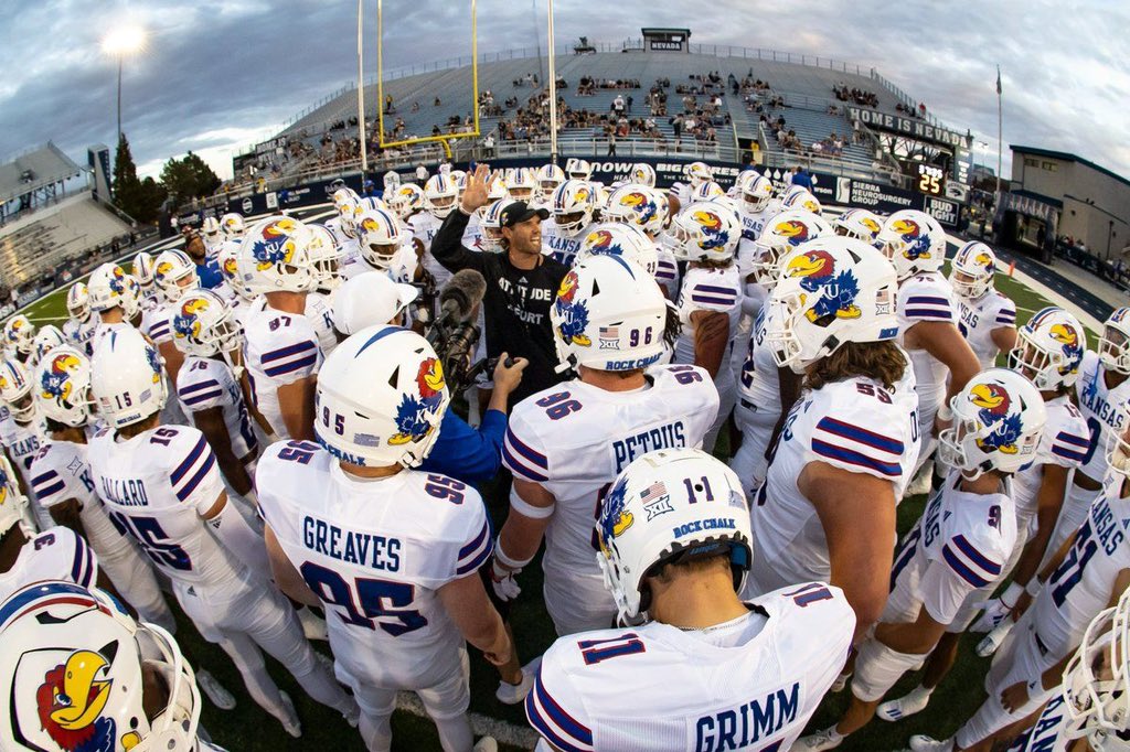 AustinCEckert's tweet photo. I’m tired of seeing people talk about how #kufball should have finished with 10 wins or more this season.

I agree with that statement, however we need to put this into perspective: 

There are a lot of fans of other teams that are upset that they didn’t see their team finish 8-4, and they would do anything to see their team achieve that goal.

Kansas went winless three seasons ago. This program has been in the dumps for so long, and this is the best record that they have finished with in the regular season in a very long time, with a chance to grab a 9th win here in a few weeks. This was the best season that this program has had since 2008. 15 years. So before you start complaining about how we should be better than 8-4, please re-consider and think about that for a moment.

With the adversity and the challenges that this team had to face especially at the quarterback position, we should be more than proud of what they accomplished this season. Lance Leipold should be the Big 12 Coach of the Year with what he was able to put together with all of the challenges this team faced this season. This year’s team never gave up and showed so much resiliency every single week this season no matter what the circumstances, and that has been something that this program has not had nor experienced for quite some time as well. That quality alone, is what made this year’s team so special. There are so many talented guys that will be on this team next year, which leads me to my last point. 

With the landscape of the Big 12 and college football with the CFP expansion to 12 teams next season, this team should absolutely be in the conversation for CFP and Big 12 contention if they continue to do what they were able to do next year. Laugh and say what you want about that statement, but as long as Leipold is leading this team and keeping our guys healthy, they will be in those conversations. 

So proud of our team. Proud of Coach Leipold and this coaching staff. The future is more than bright ahead. Rock Chalk