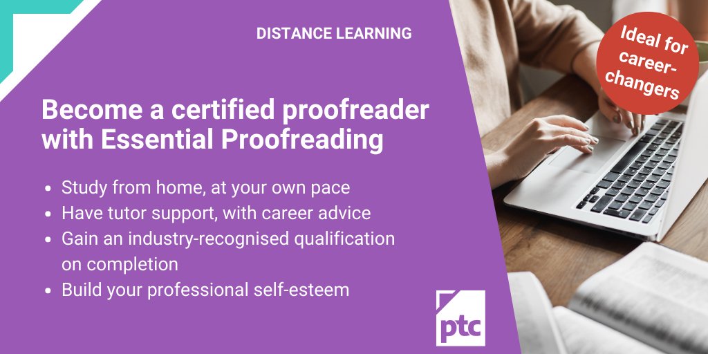 Looking for a new challenge? Something to inspire during the longer winter evenings? Why not train to be a qualified proofreader? Take a look at Essential Proofreading – it will give you the skills you need to achieve this. Find out more and enrol: bit.ly/PTCEssentialPr…