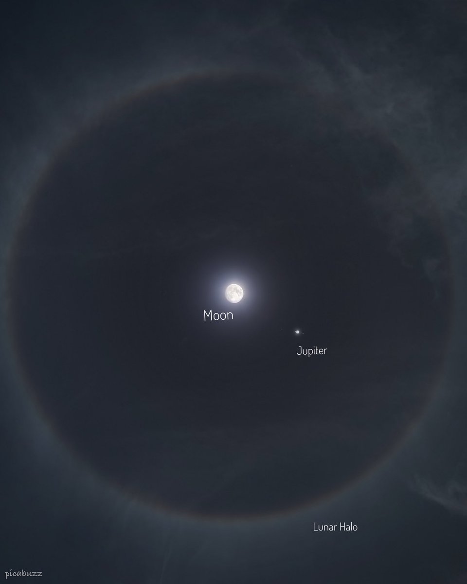 picabuzz's tweet image. Moon and Jupiter trapped in Lunar Halo 

#moon #picabuzz #IPL2024Auction #topmodel 😂using this trending hashtags for reach 🤣