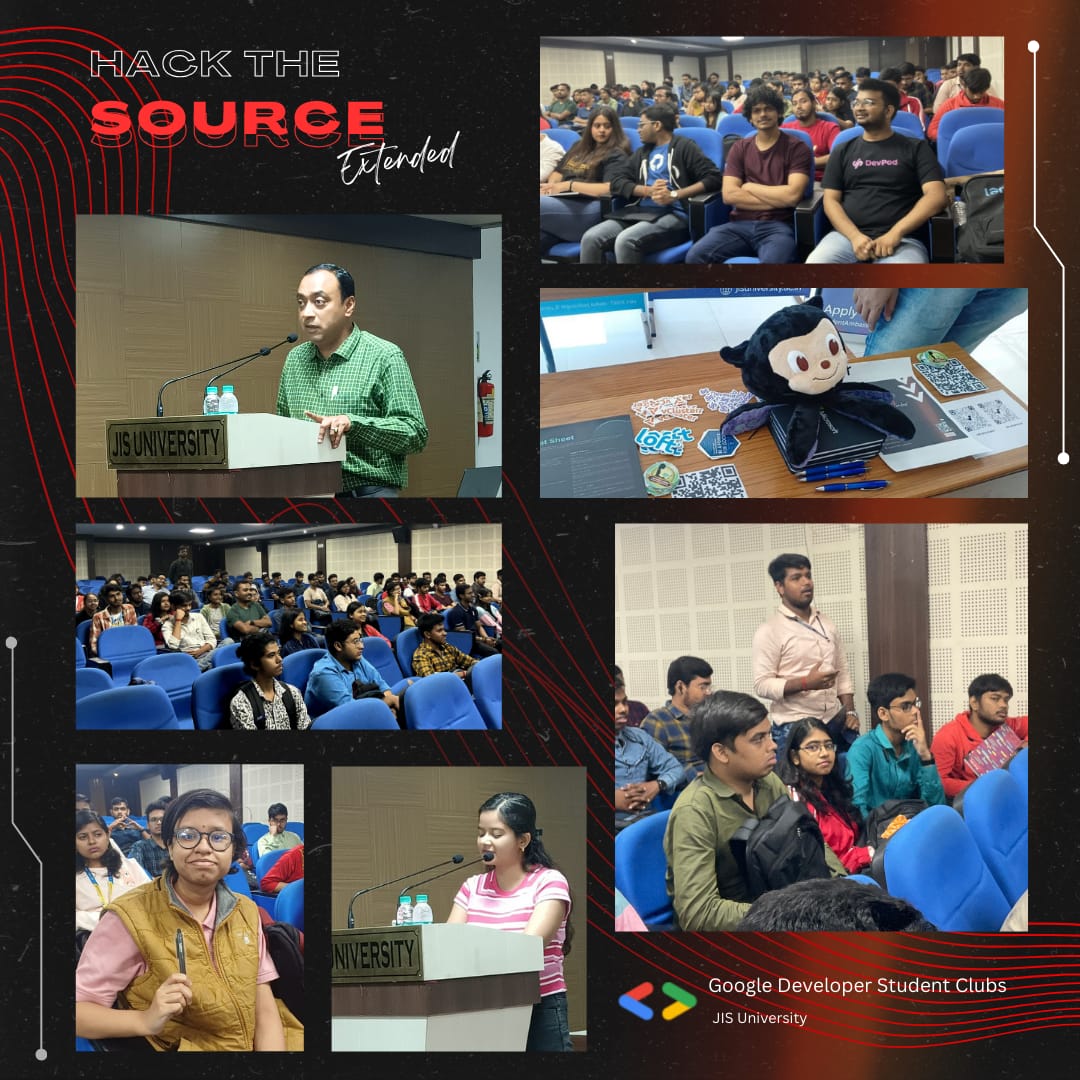 dscjisu's tweet photo. Wrapping up "Hack The Source: Extended" – a triumph of innovation, where speakers shared insights, minds networked &amp; knowledge flowed. 🌟

From coding brilliance to delicious bites, every moment was a highlight. Cheers to learning, connecting, &amp; celebrating success together! 🚀 https://t.co/CLAQNIErVb