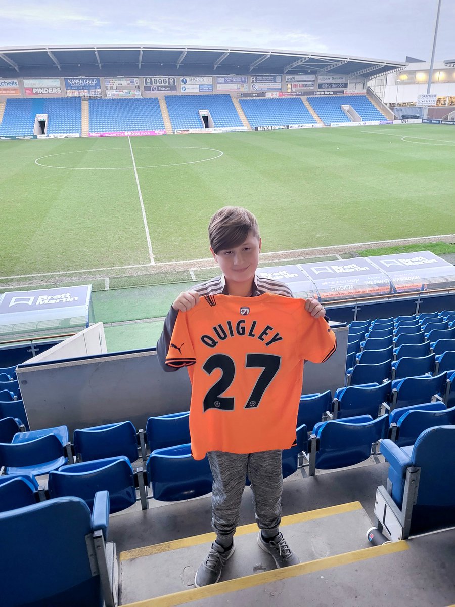 Early birthday present picked up. Is it not enough that he gets a fiver everytime Quigley scores!! Hoping <a href="/joe_quigerz/">Joe Quigley</a> can sign it for him 💙⚽️ 
#spireites
#Chesterfieldfc