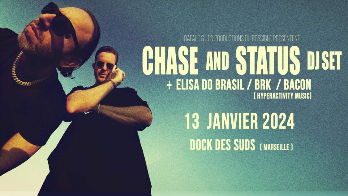 Bacon (@bacon_beats) on Twitter photo 🥳🥳🥳 So excited about this one !
I can’t wait to perform with the legends <a href="/chaseandstatus/">Chase & Status</a> in Marseille 🤩
<a href="/brk_dnb/">BRK</a> <a href="/elisadobrasil/">Elisa Do Brasil</a> 🥳🥳🥳 So excited about this one !
I can’t wait to perform with the legends <a href="/chaseandstatus/">Chase & Status</a> in Marseille 🤩
<a href="/brk_dnb/">BRK</a> <a href="/elisadobrasil/">Elisa Do Brasil</a>