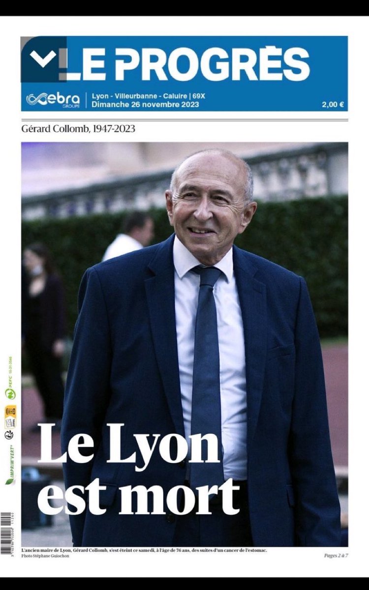 JFDebat's tweet photo. Le plus bel hommage dont Gérard aurait pu rêver @Le_Progres #Collomb https://t.co/f5e6x6VeOt