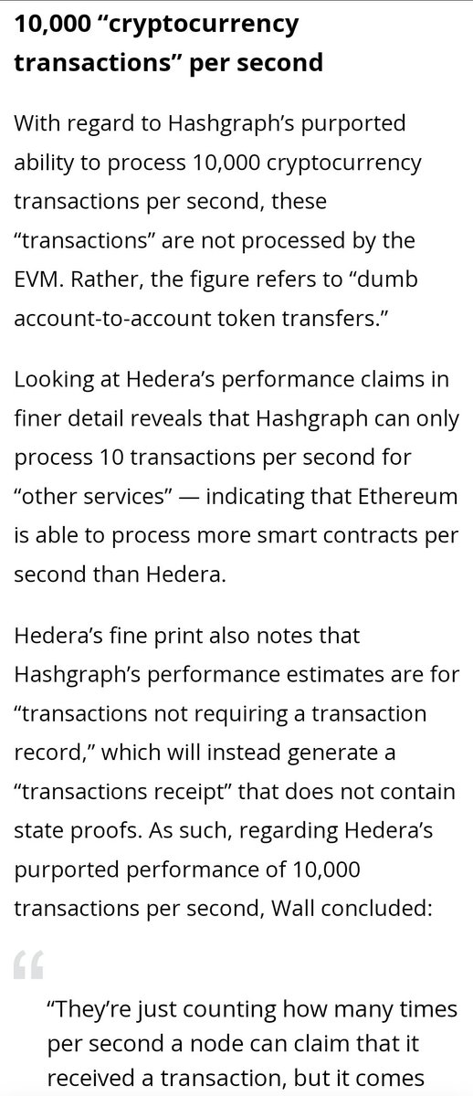 mert's tweet photo. Every now and then I'll get some weird Hedera guy comment about TPS on my posts
I looked into it and it:
- is governed by 29 enterprises
- has same hardware requirements as Solana
- is fully permissioned
- does like 10 actual TPS
what the hell is wrong with this industry https://t.co/2wqKlhZtNA